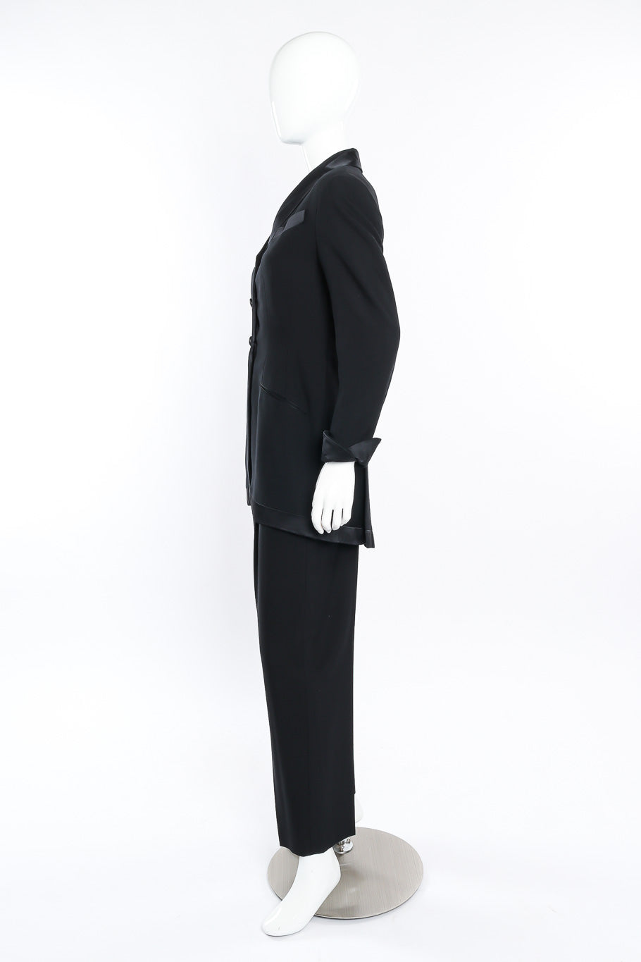 Vintage Richard Tyler Tuxedo Pant Suit side view on mannequin @Recessla