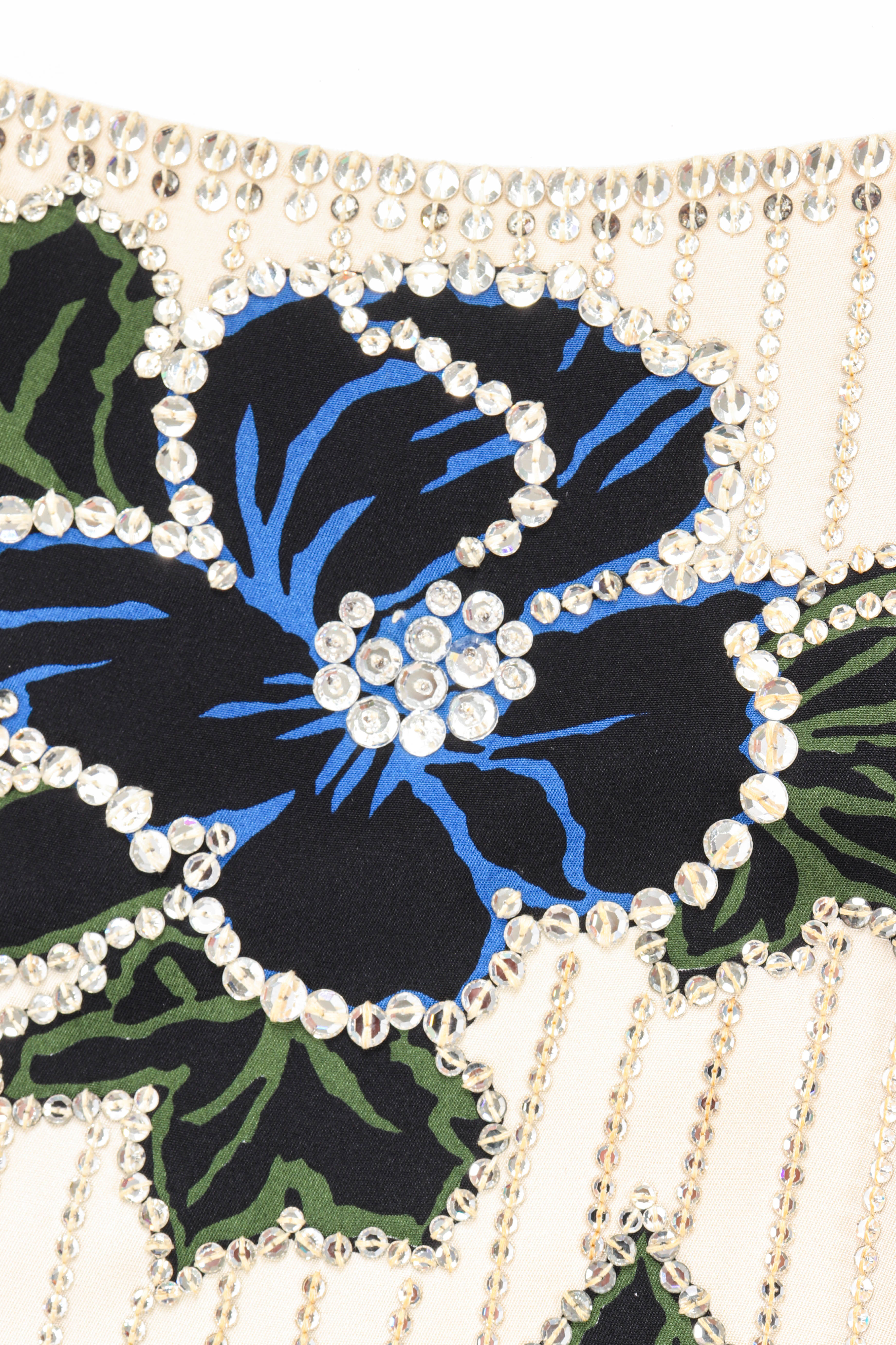 Vintage I.Magnin Floral Crystal Sequin Gown missing bead closeup @recessla
