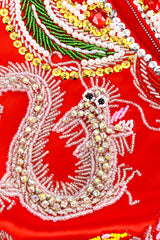 Vintage Dynasty Beaded Phoenix Dragon Jacket beadwork closeup @recess la