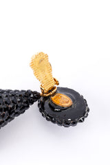 Vintage Richard Kerr Jet Black Crystal Cone Earrings earring pad damage closeup @Recessla
