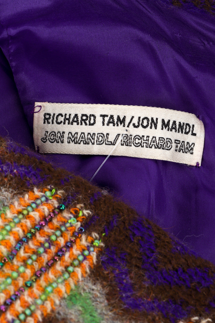 Vintage Richard Tam/Jon Mandl Chevron Knit Loop Dress signature label closeup @recessla