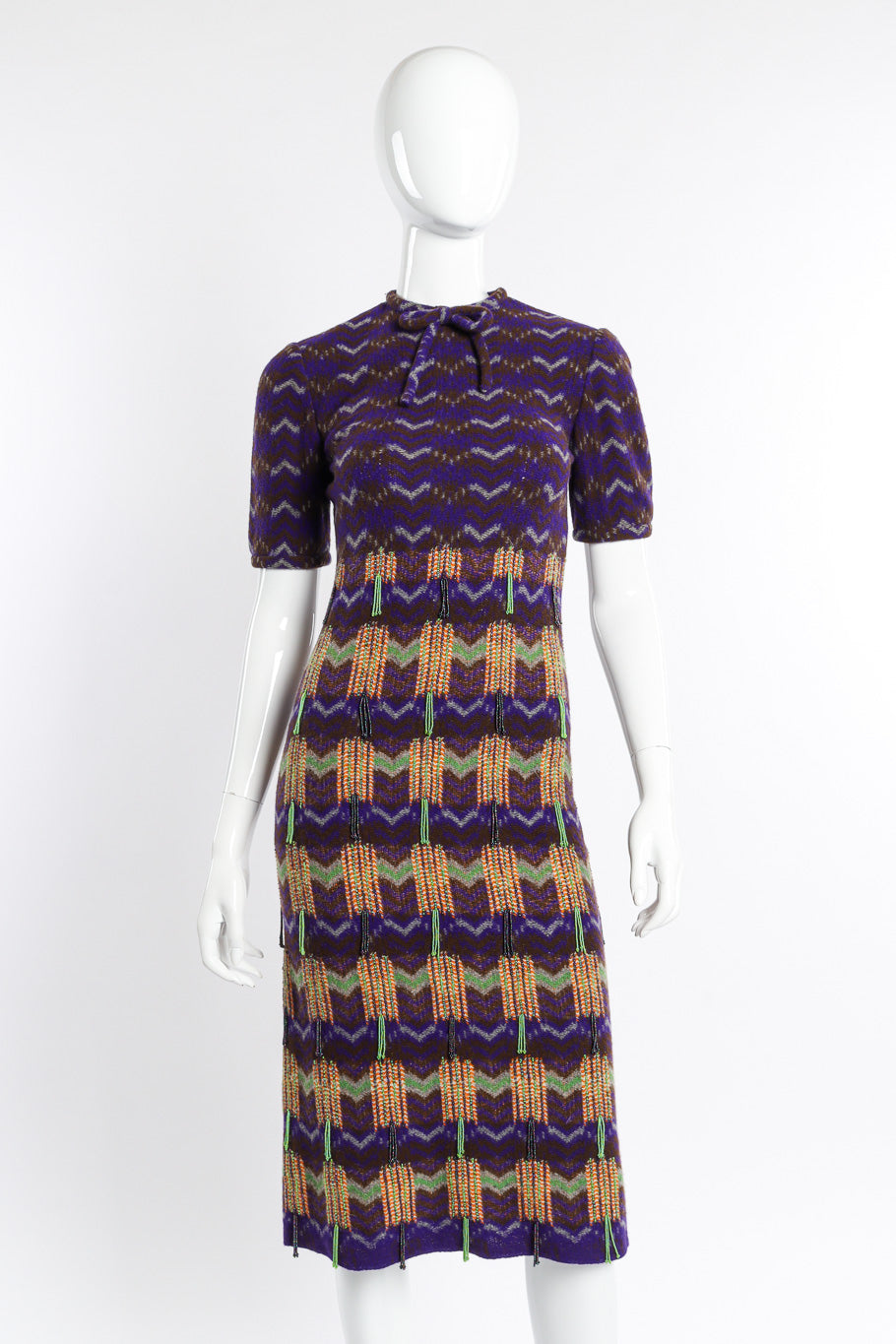 Vintage Richard Tam/Jon Mandl Chevron Knit Loop Dress front on mannequin @recessla