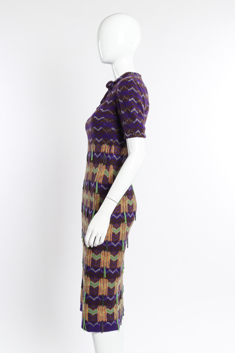 Vintage Richard Tam/Jon Mandl Chevron Knit Loop Dress side on mannequin @recessla