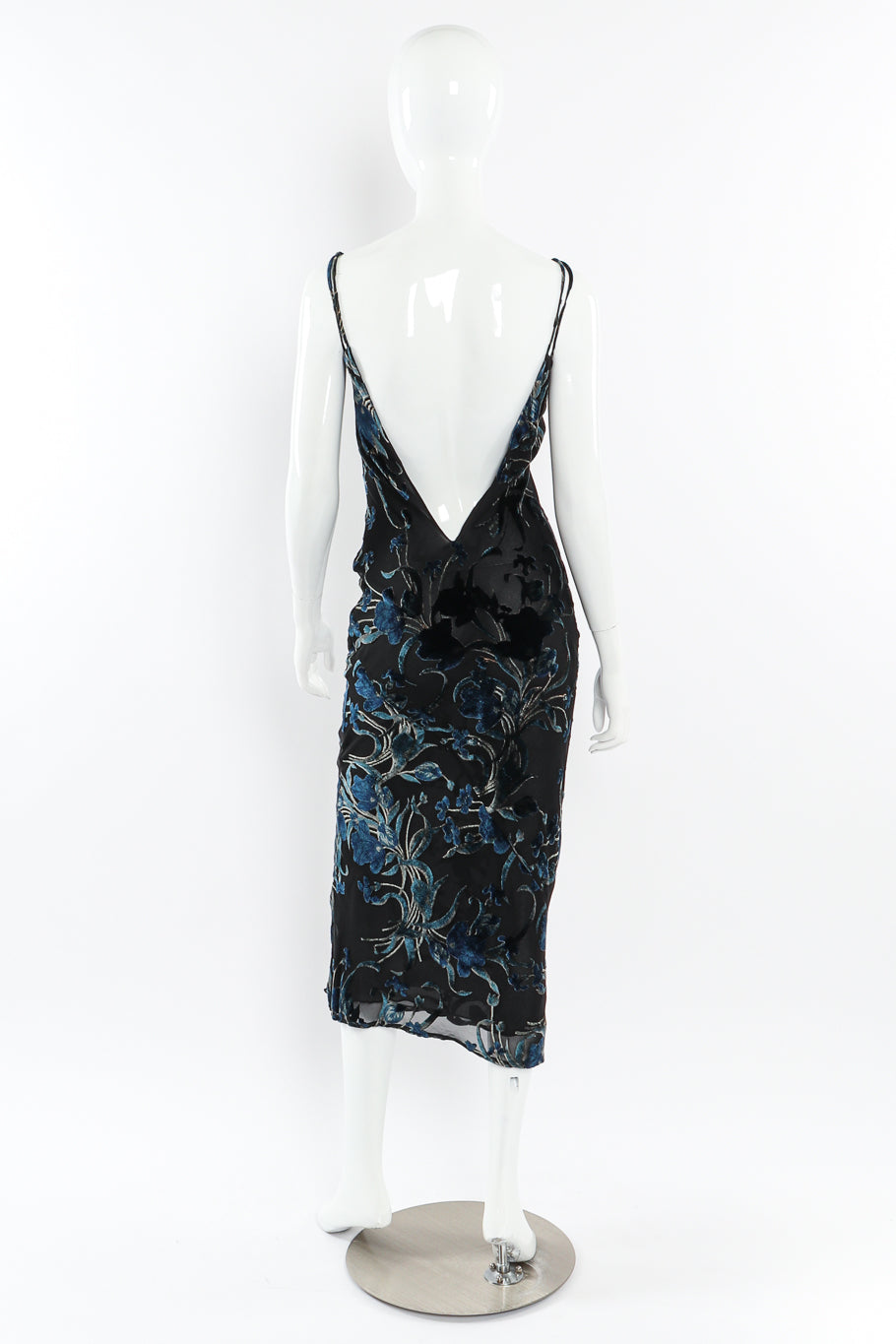 Velvet burnout slip dress by Richard Tyler on mannequin back @recessla