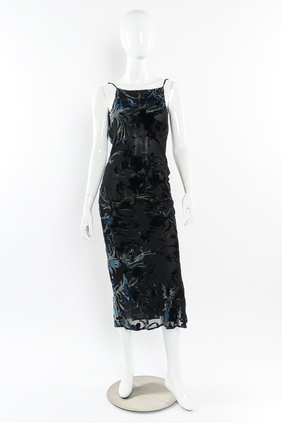 Velvet burnout slip dress by Richard Tyler on mannequin @recessla