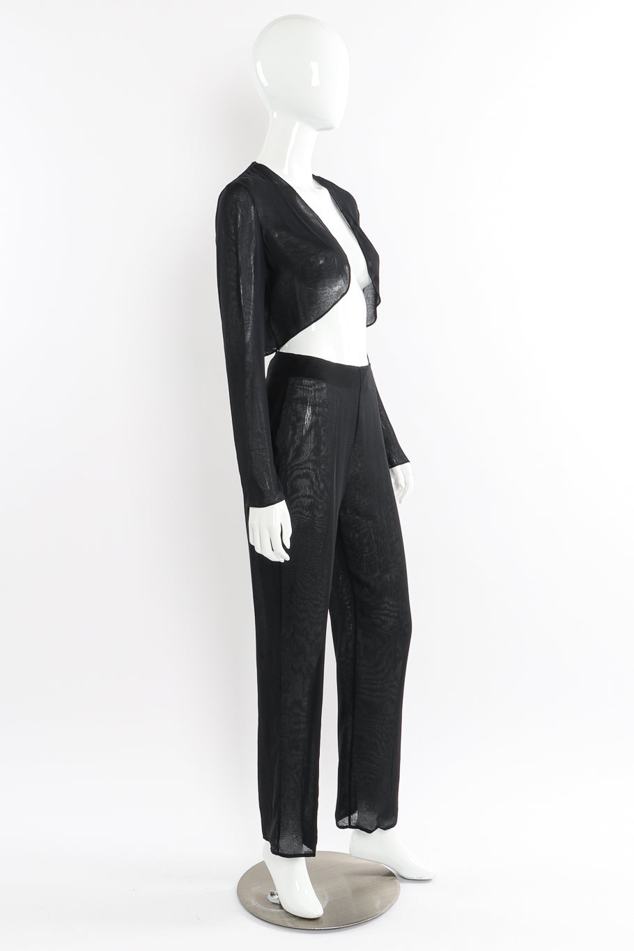 Vintage Richard Tyler Silk Bolero Top and Pants Set side view on mannequin @Recessla