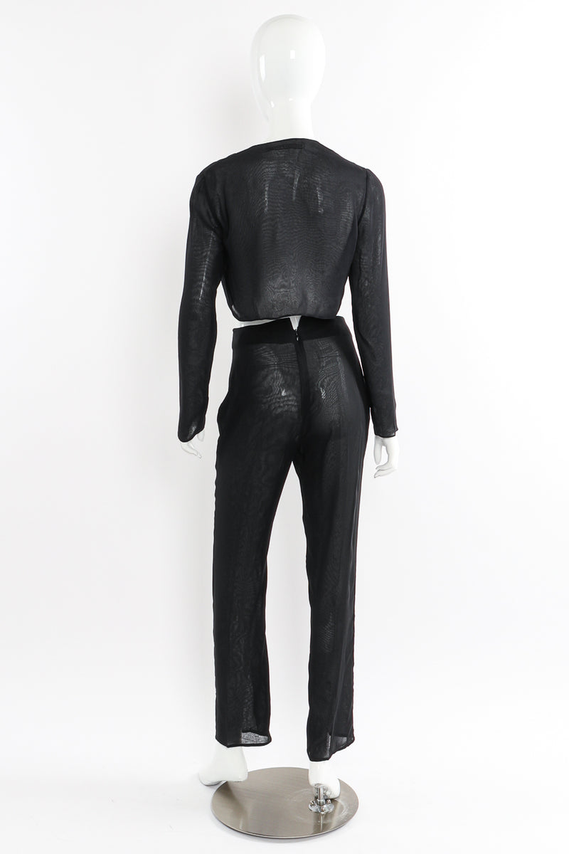 Vintage Richard Tyler Silk Bolero Top and Pants Set back view on mannequin @Recessla