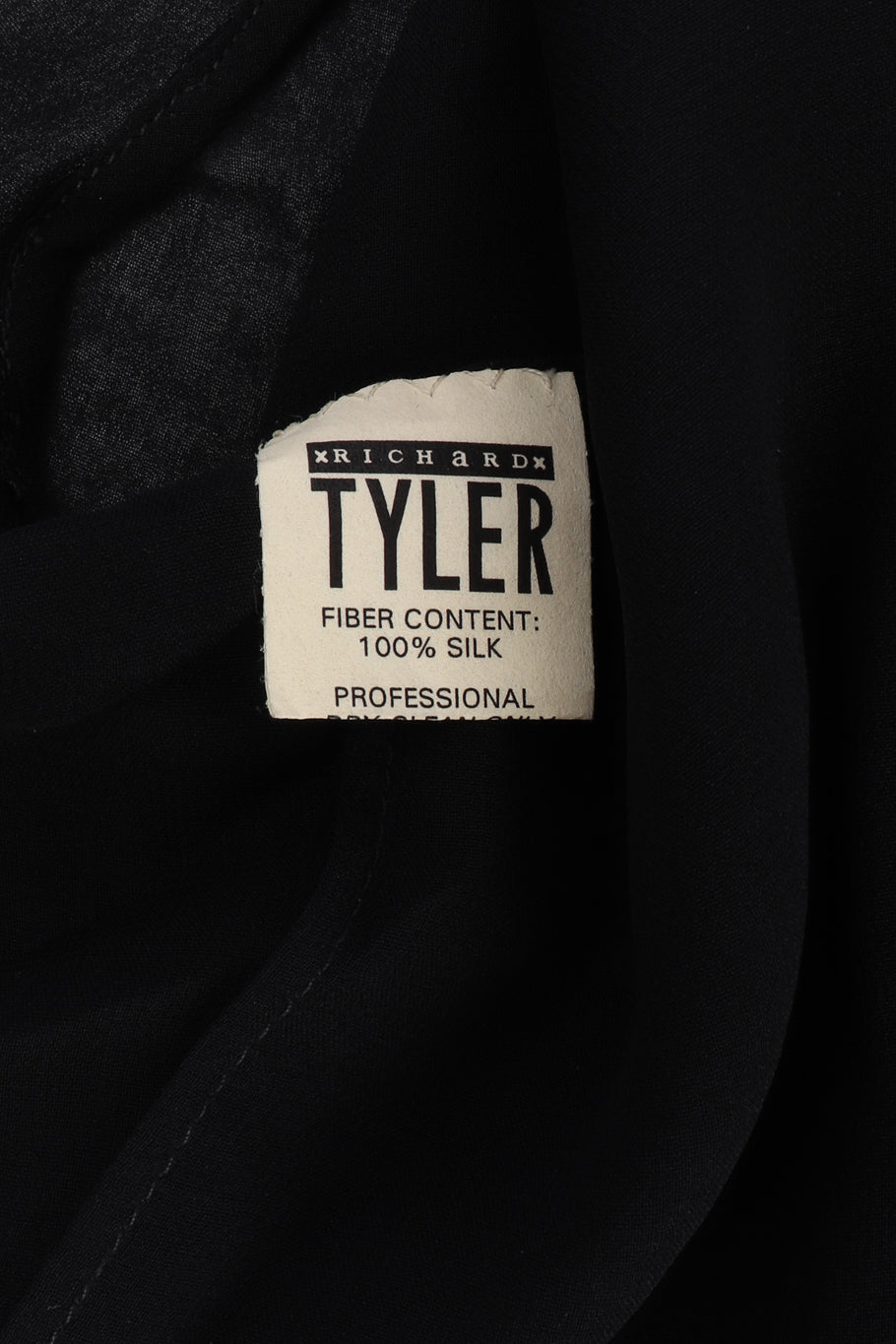 Vintage Richard Tyler Silk Bolero Top and Pants Set top secondary signature and fabric content label closeup @Recessla 