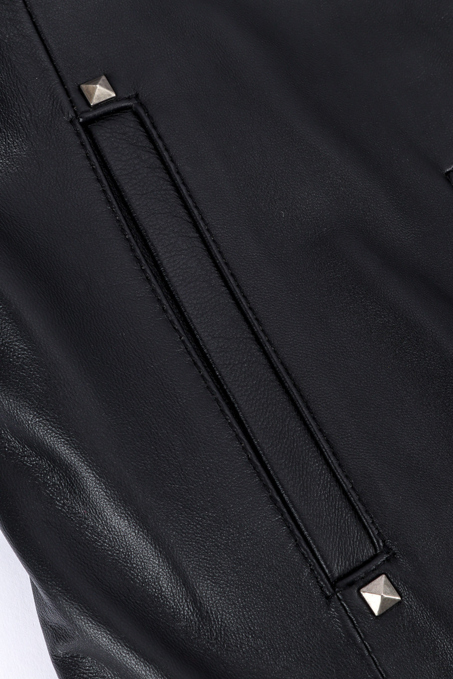 Class Roberto Cavalli Studded Leather Trench Coat welt pocket closeup @recessla