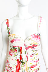 Roberto Cavalli Ruched Floral Cocktail Dress front detail mannequin @RECESS LA