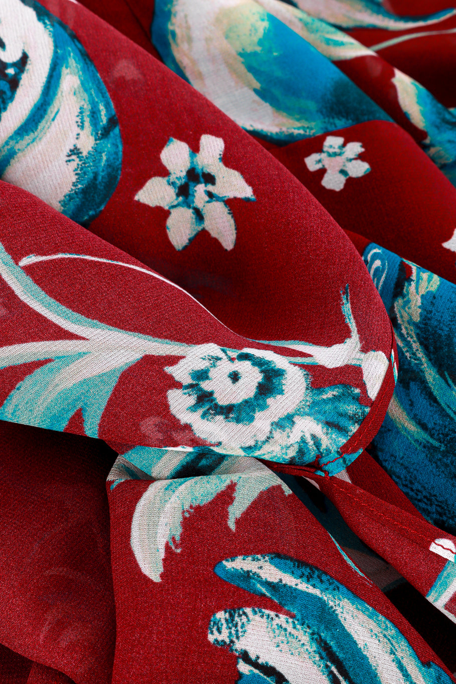 Roberto Cavalli Floral Sheer Silk Caftan printed fabric closeup @recess la