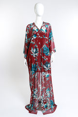 Roberto Cavalli Floral Sheer Silk Caftan front on mannequin @recess la