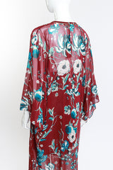 Roberto Cavalli Floral Sheer Silk Caftan back on mannequin closeup @recess la