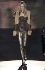 Roberto Cavalli 2003 F/W Shearling Leather Mini Dress on runway model @recess la