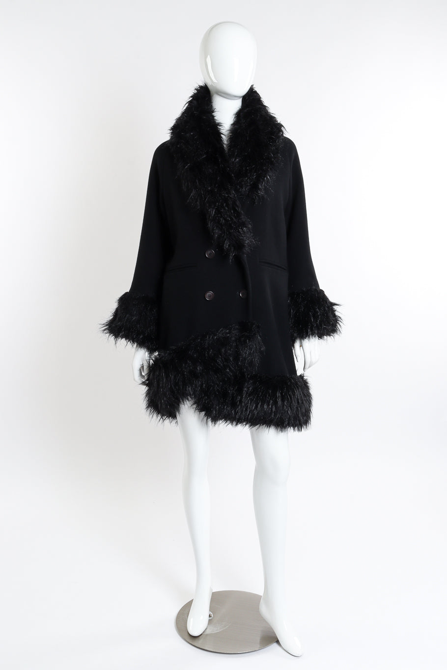 Vintage Romeo Gigli Faux Fur Coat front on mannequin @recessla