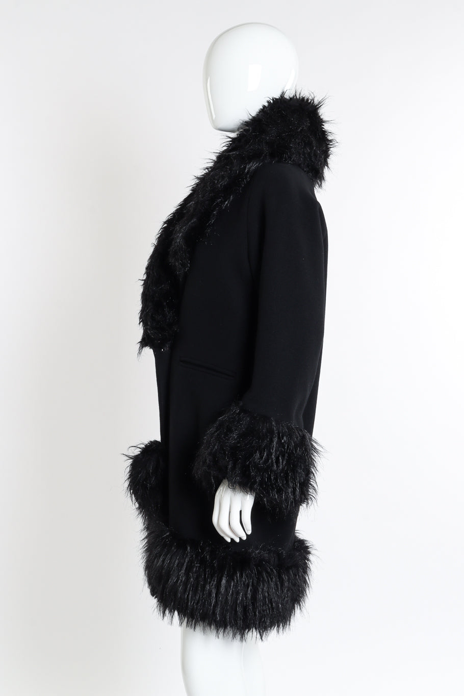 Vintage Romeo Gigli Faux Fur Coat side on mannequin @recessla