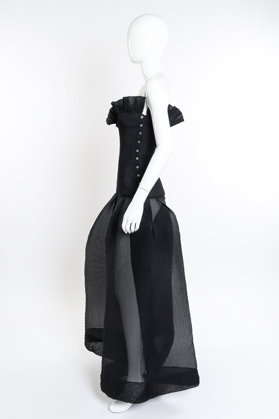 Pleated Drop Waist Sweetheart Dress by Romeo Gigli on mannequin side @recessla