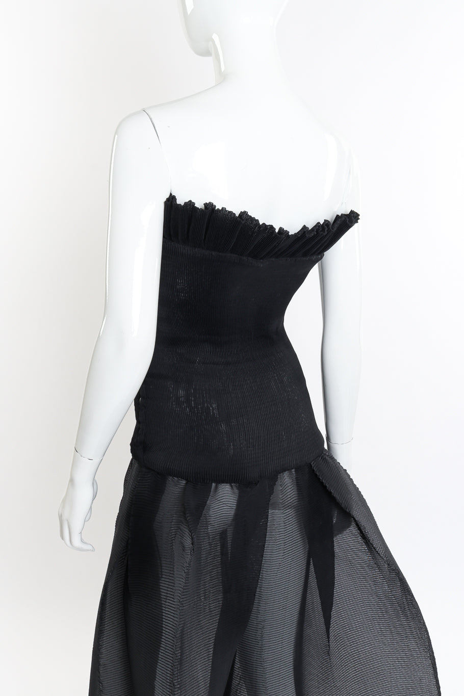 Pleated Drop Waist Sweetheart Dress by Romeo Gigli on mannequin back close @recessla
