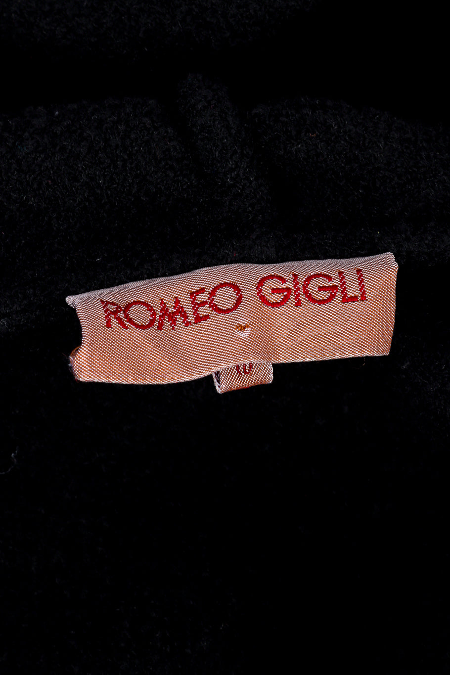 Vintage Romeo Gigli Nubby Wool Duster signature label closeup @recess la