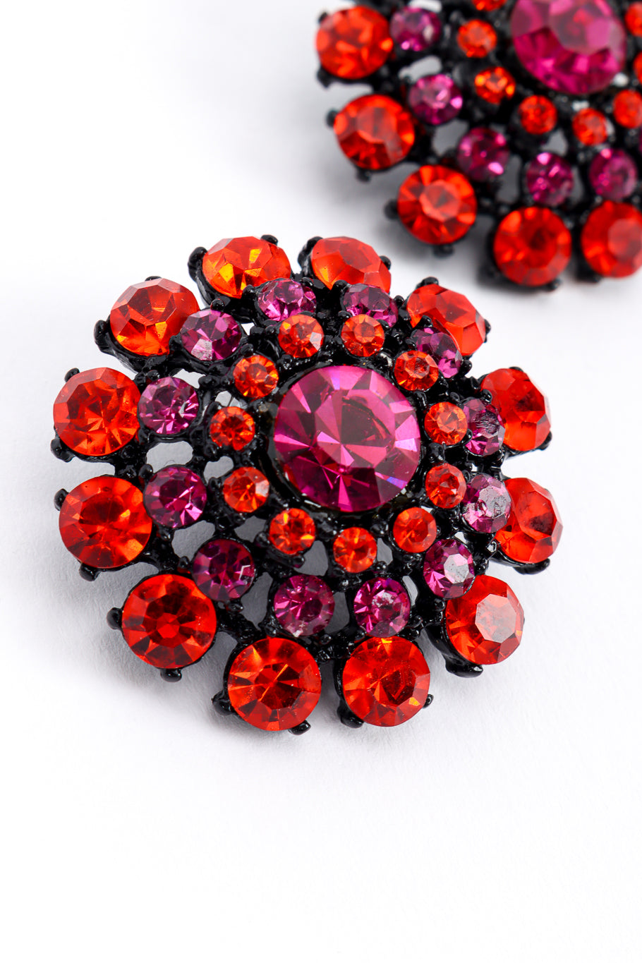 Vintage Thelma Deutsch Crystal Dome Button Earrings crystal closeup @recess la