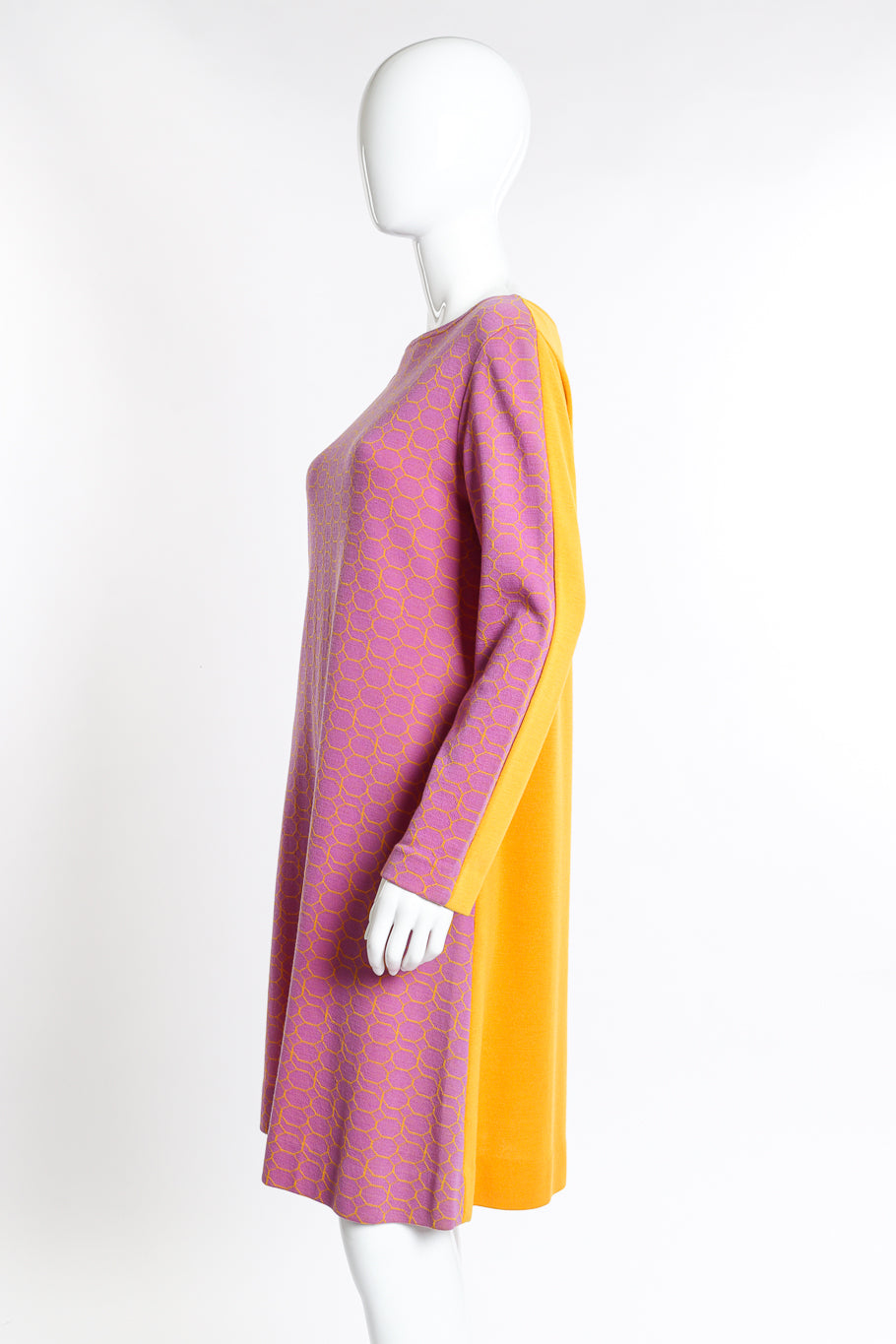 Vintage Rudi Gernreich Honeycomb Print Knit Dress side on mannequin closeup @recess la