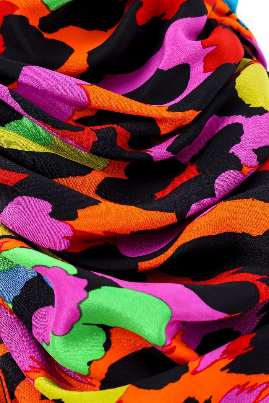 Neon leopard print dress by Jean Louise Scherrer flat lay ruching close @recessla