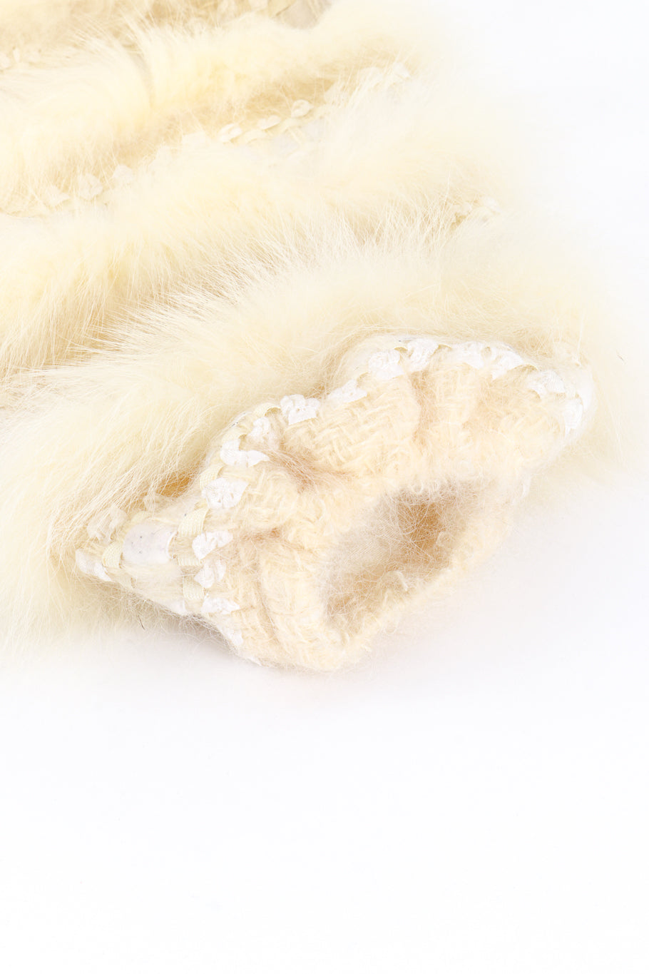 Ribbon Stripe Fur Coat by Schjelde cuff detail @RECESS LA