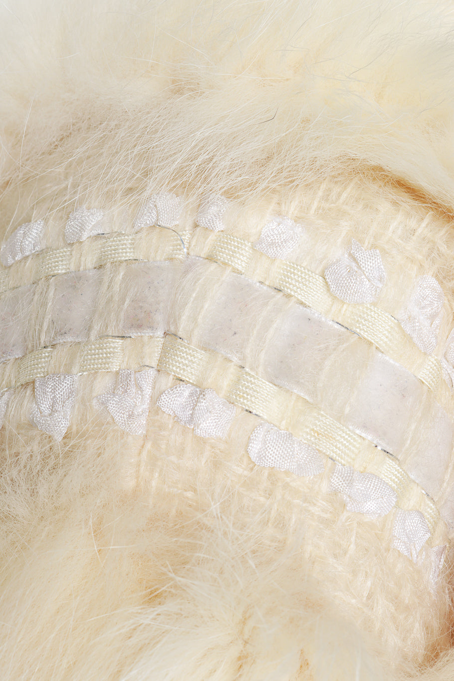 Ribbon Stripe Fur Coat by Schjelde damage detail @RECESS LA