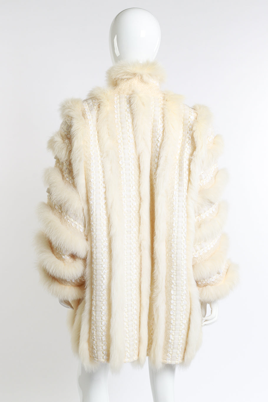 Ribbon Stripe Fur Coat by Schjelde back mannequin @RECESS LA