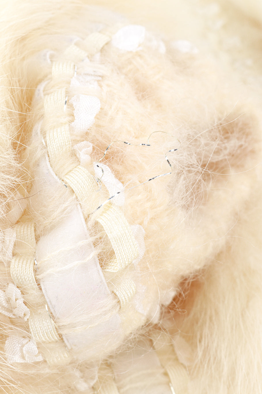 Ribbon Stripe Fur Coat by Schjelde damage detail @RECESS LA