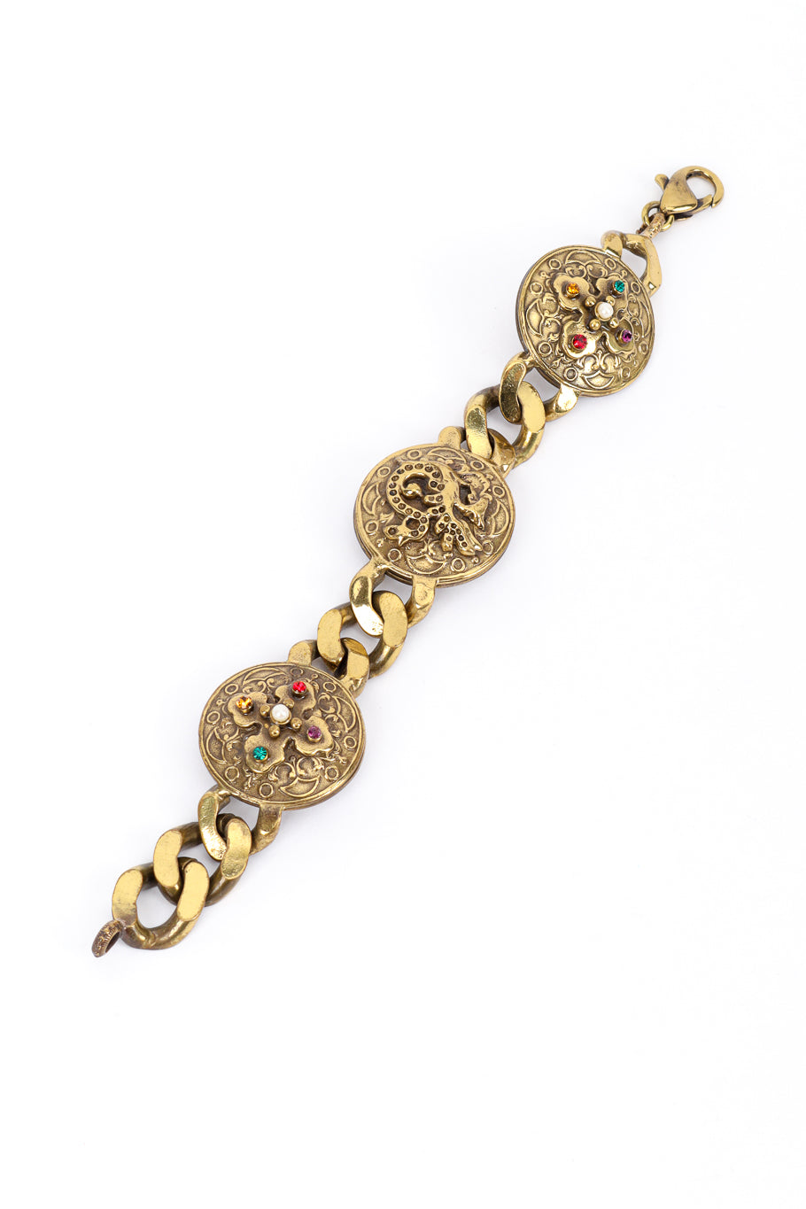 Vintage Il Gioiello Medallion Necklace, Bracelet and Earring Set bracelet front @recess la