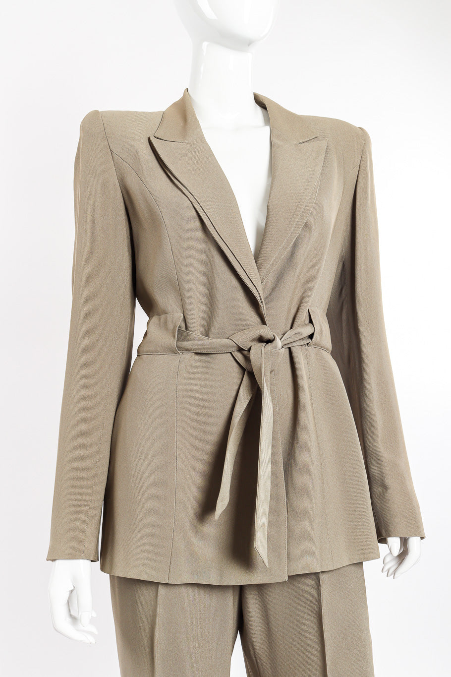  Jacket and pant suit set by State of Claude Montana on mannequin angled close up @recessla