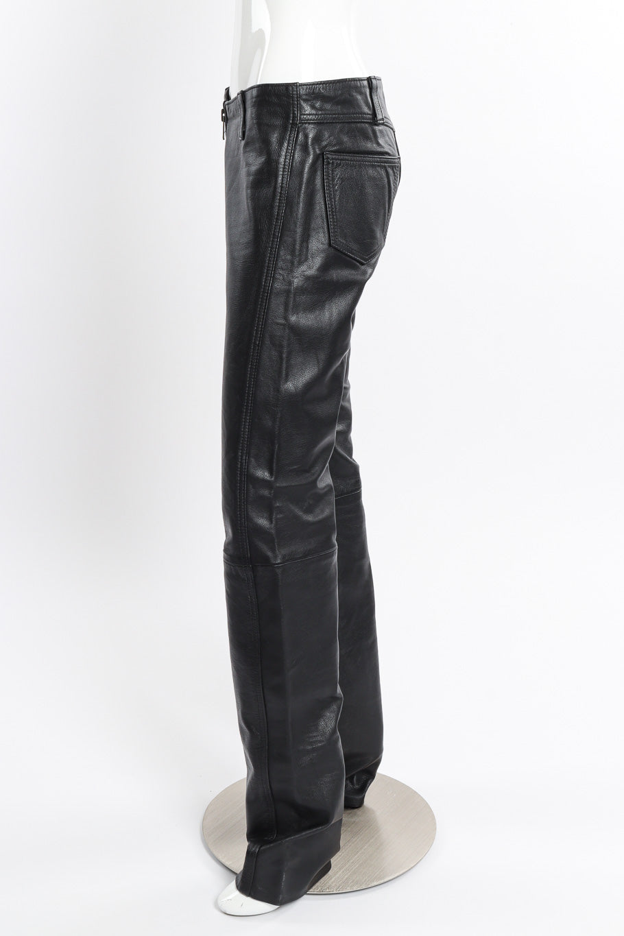 Vintage Stormy Leather Zipper Rise Leather Pant side view on mannequin @recessla
