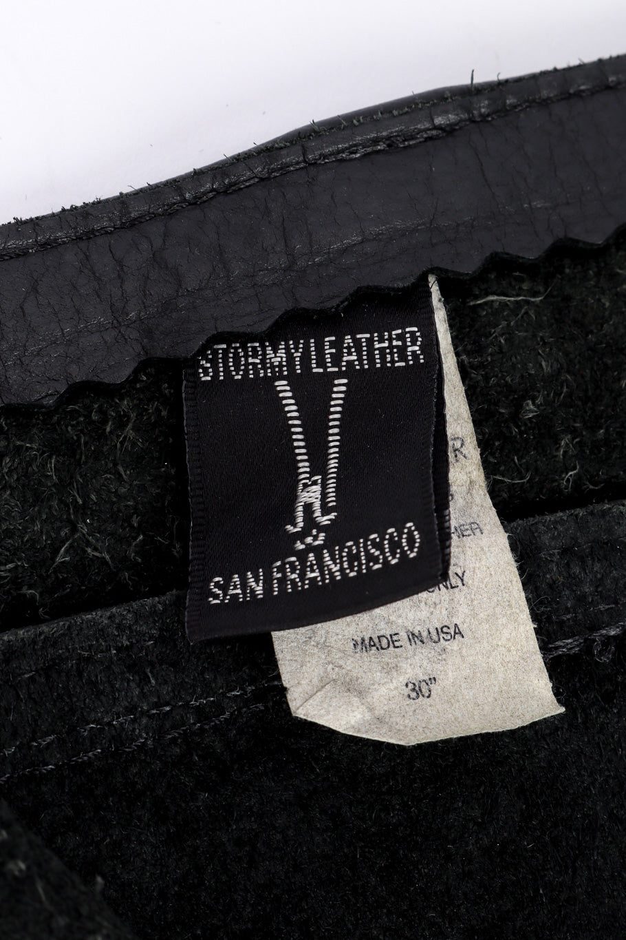 Vintage Stormy Leather Zipper Rise Leather Pant signature label closeup @recessla