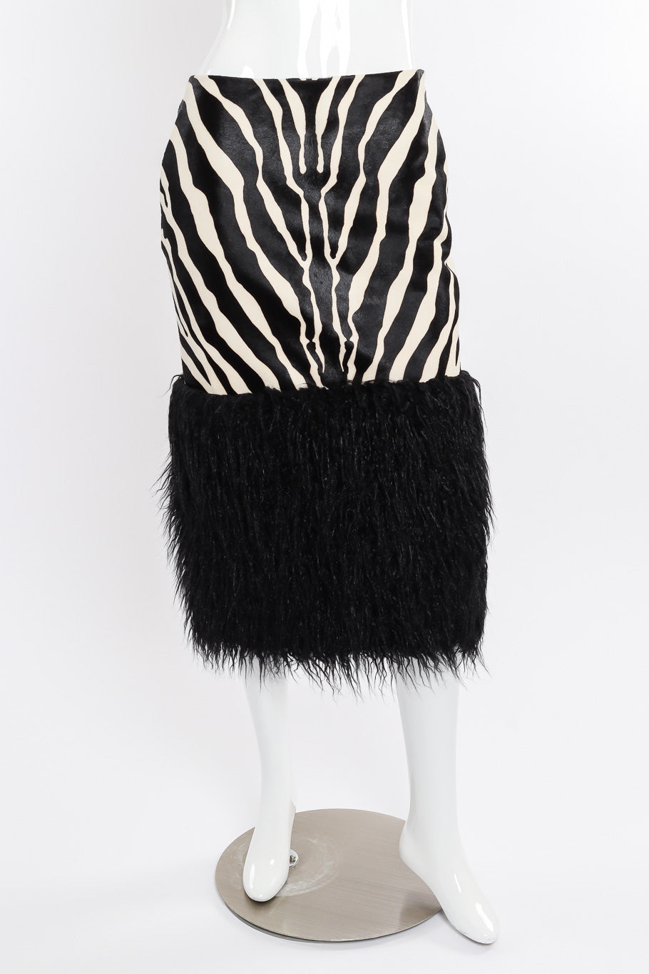 Saint Laurent 2019 F/W Zebra Print Midi Skirt front view on mannequin @Recessla
