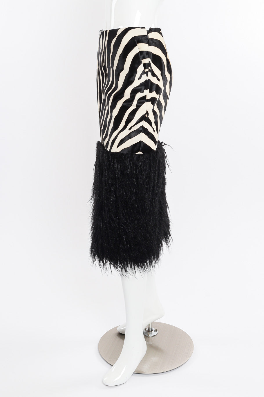 Saint Laurent 2019 F/W Zebra Print Midi Skirt side view on mannequin @Recessla