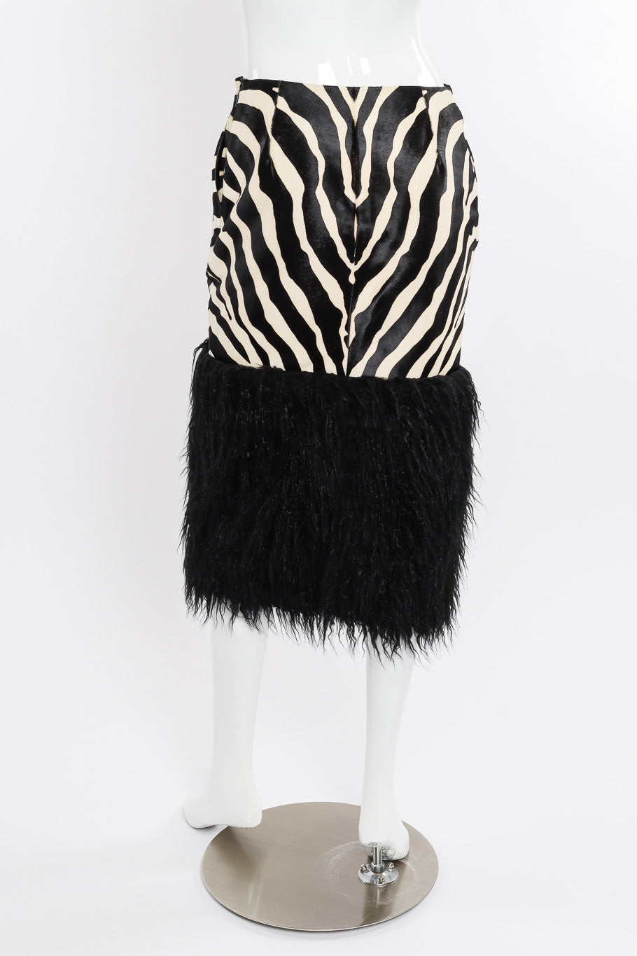Saint Laurent 2019 F/W Zebra Print Midi Skirt back view on mannequin @Recessla
