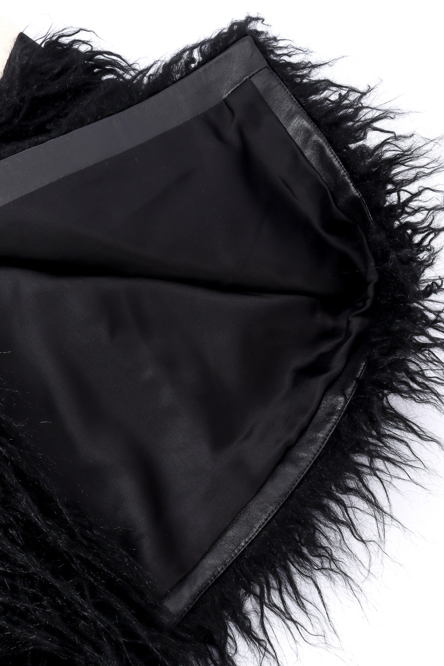 Saint Laurent 2019 F/W Zebra Print Midi Skirt view of lining and leather trim @Recessla