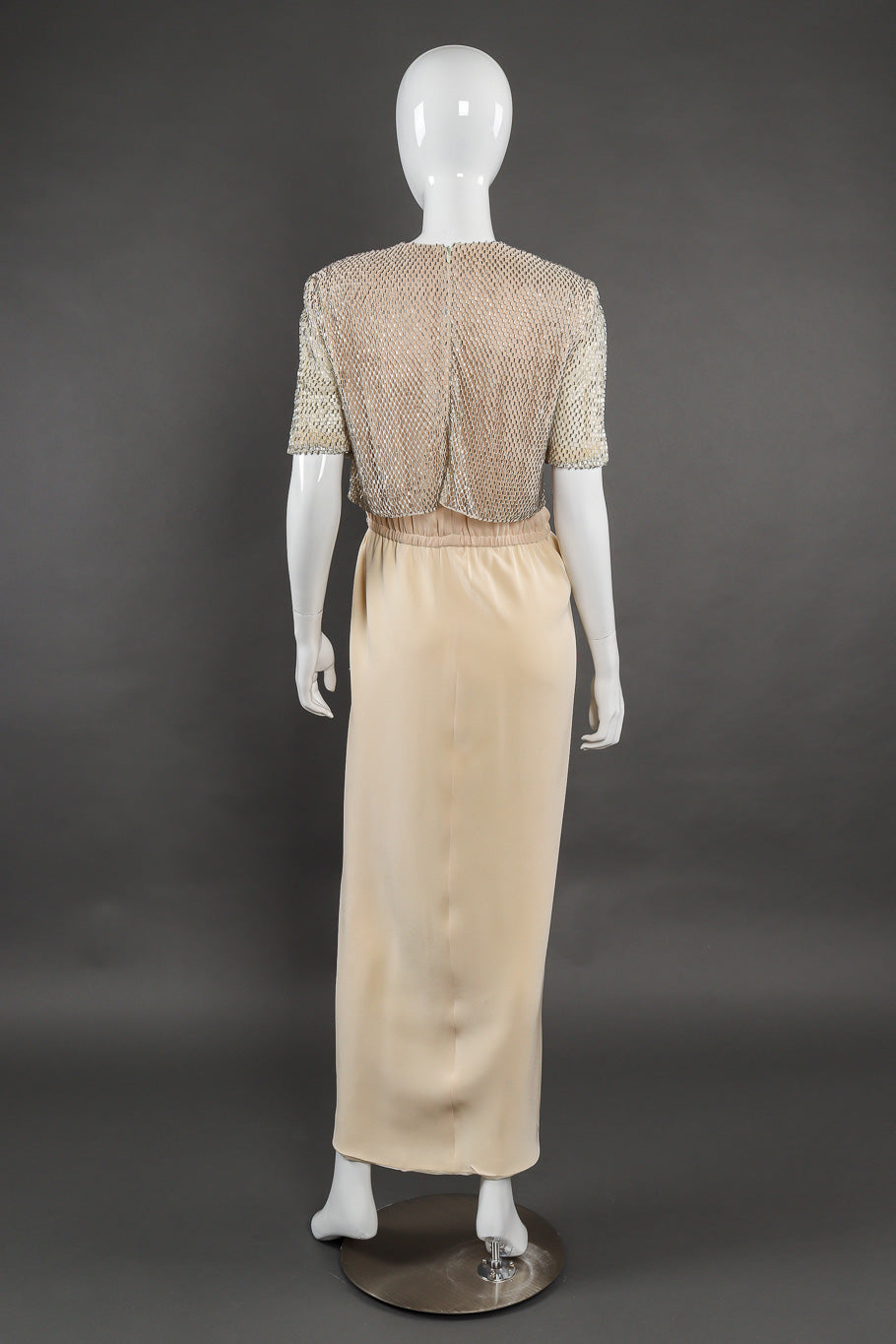 Vintage Sansappelle Beaded Chainmail Dress back view on mannequin @Recessla