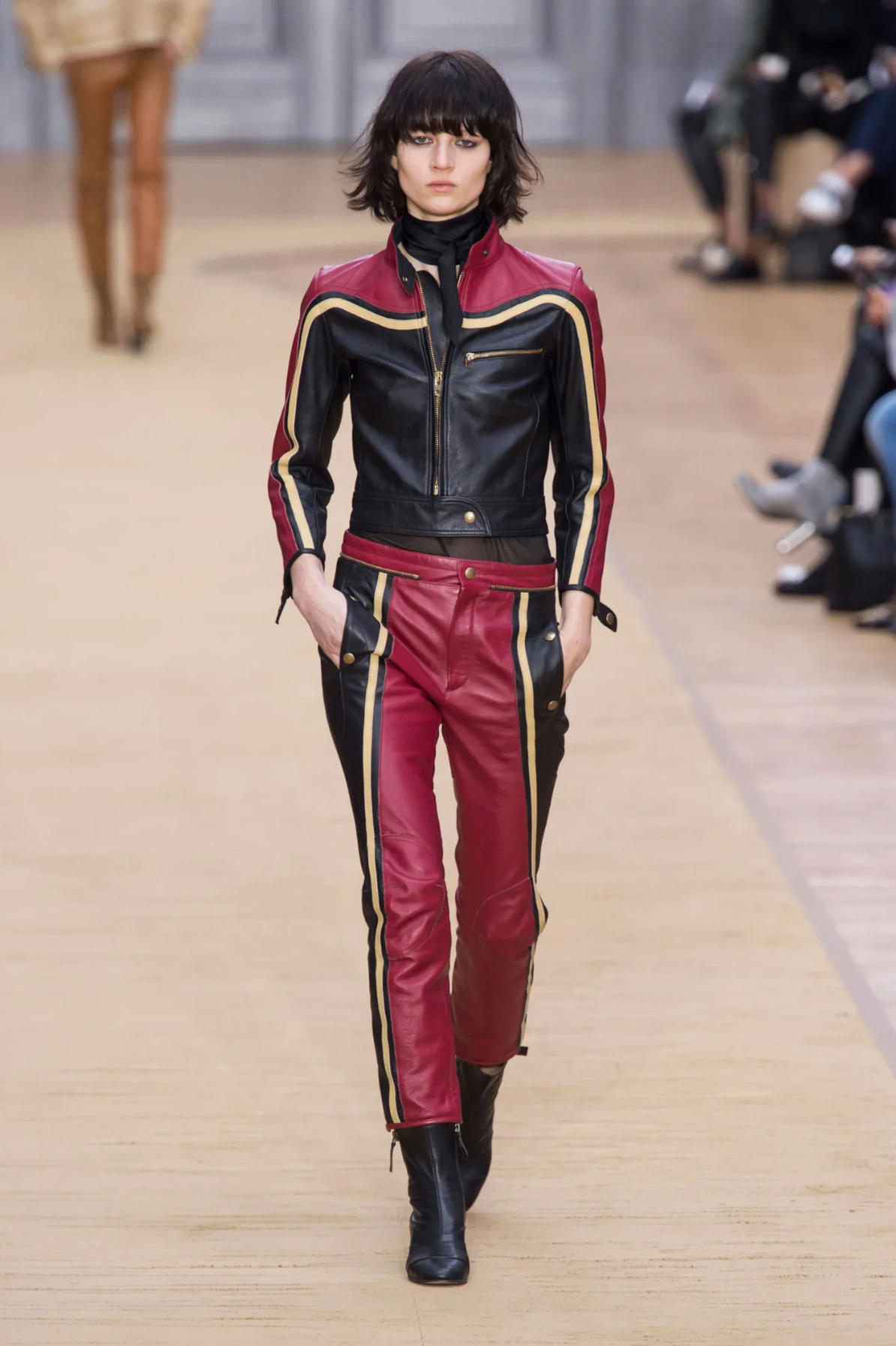 2016 F/W Leather Moto Pant by Chloe on model on runway from Vogue archive @recessla