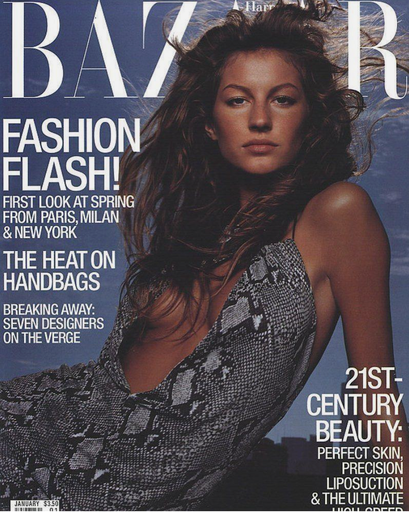 2000 S/S Python Mini Dress by Gucci on Gisele on Bazaar cover @recessla