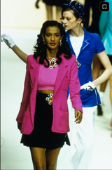CC Button Bouclé Blazer on model on 1995 runway