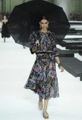 Chanel Floral Mesh Handkerchief Skirt on model on 2011 runway @ Recess LA