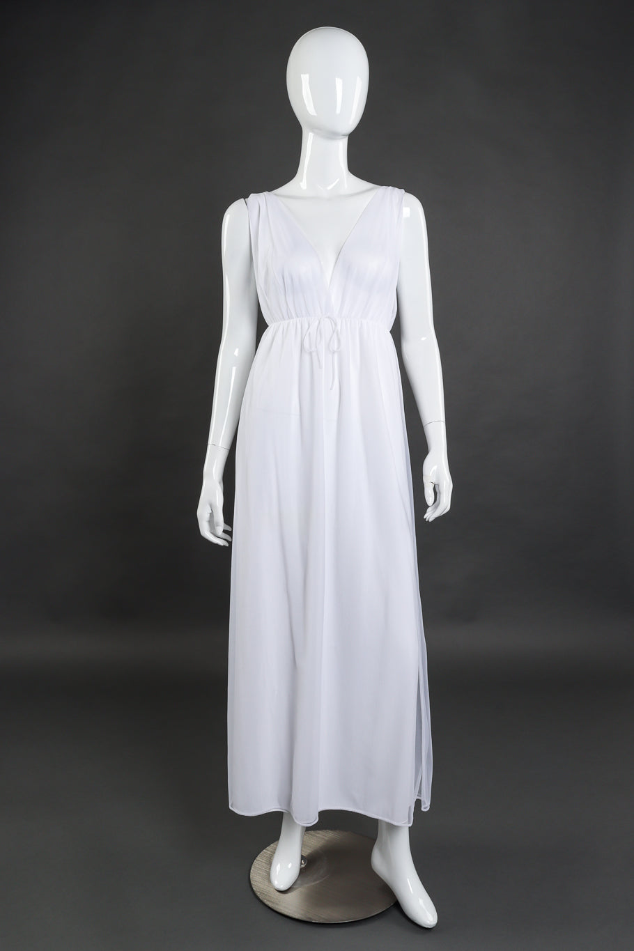 Vintage Sears Marabou Trim Robe & Nightgown Set dress front on mannequin @recess la