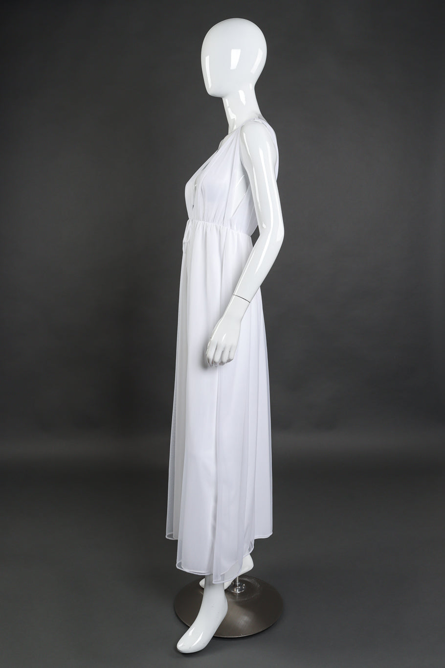 Vintage Sears Marabou Trim Robe & Nightgown Set dress side on mannequin @recess la