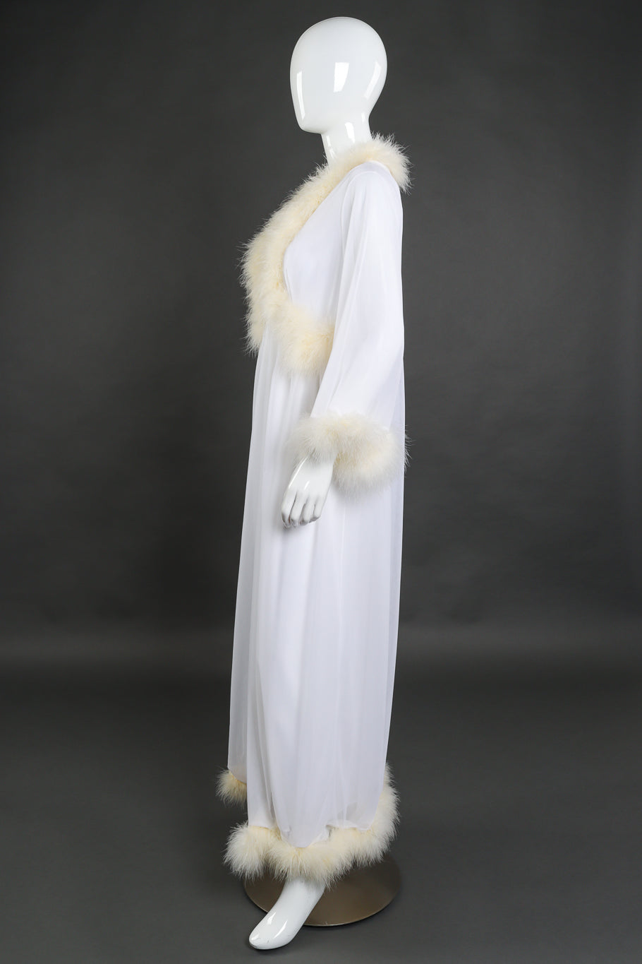 Vintage Sears Marabou Trim Robe & Nightgown Set side on mannequin @recess la