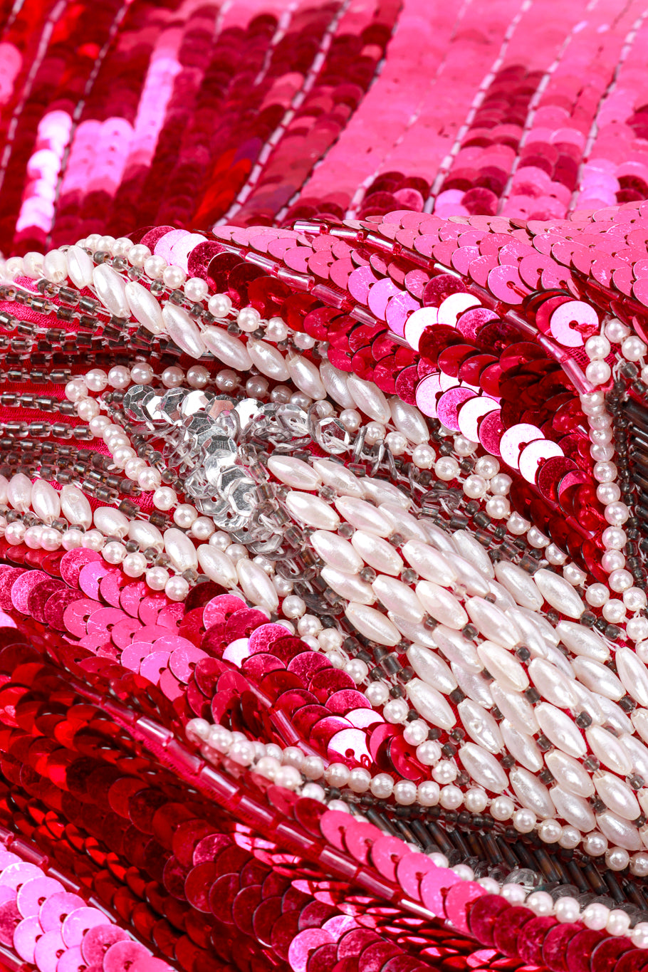 Vintage Sequins Originals Sequin Beaded Fringe Gown beadwork closeup @recess la