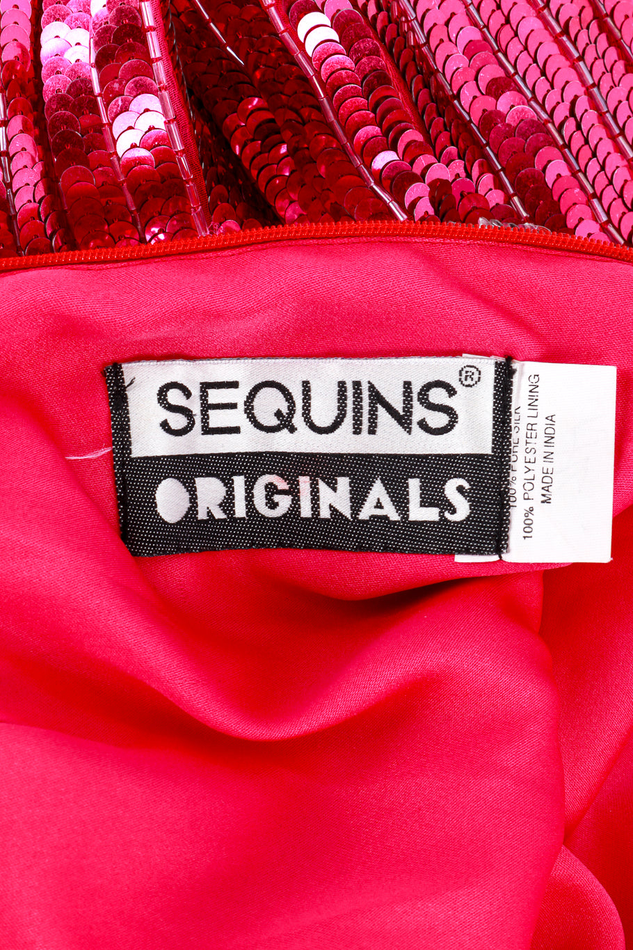 Vintage Sequins Originals Sequin Beaded Fringe Gown signature label @recess la