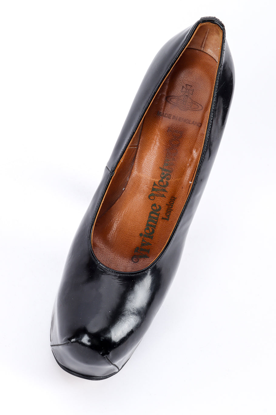 Vintage Vivienne Westwood 1993 F/W Patent Leather Elevated Court Shoe branded insole @recessla