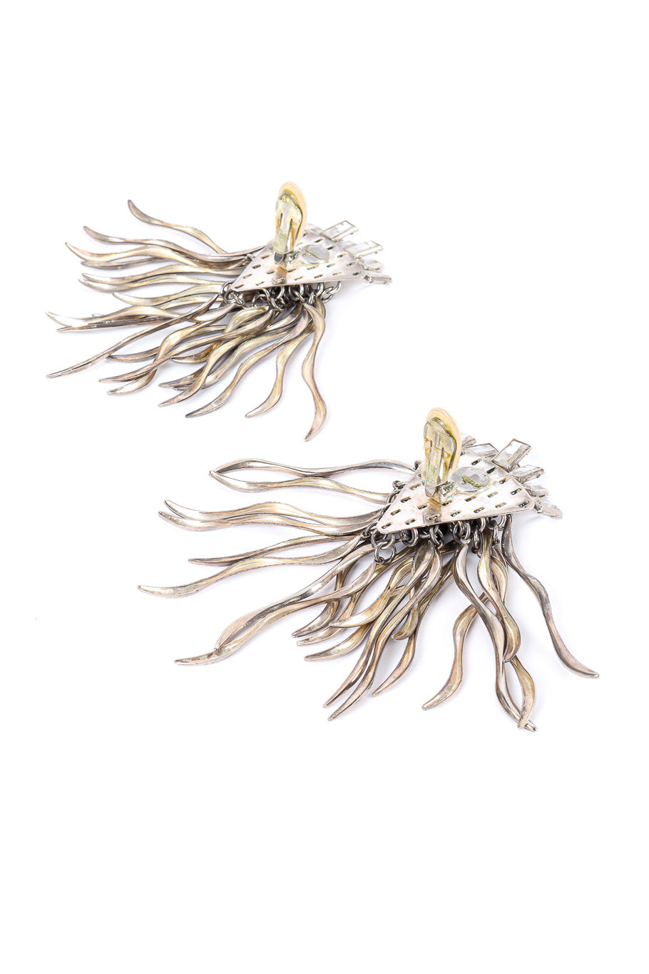 Vintage Sorrelli Silver Fringe Brutalist Earrings back side @Recessla